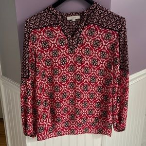 Loft XL pink patterned long sleeve top
